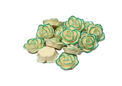 New Price! 22mm Metallic Highlights Resin Rose Flower Cabochon Flat Back Perfect DYI Phone Cases Water Bottles Scrapbook Hair Accessory