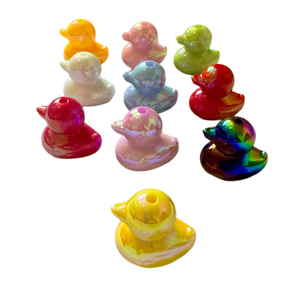 Now with More Colors! 22mm 3D Mixed Cute Duck Bead for Beadable Pen Stylus Keychain Bracelet and More! Rubber Duckie Style Cruising Ducks