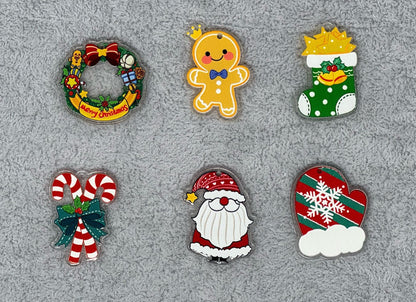 Christmas is Coming! 40mm Acrylic Pendant Blanks for Earrings or Keychains. Santa, Stocking, Gingerbread Man, Candy Cane, Wreath, Mitten