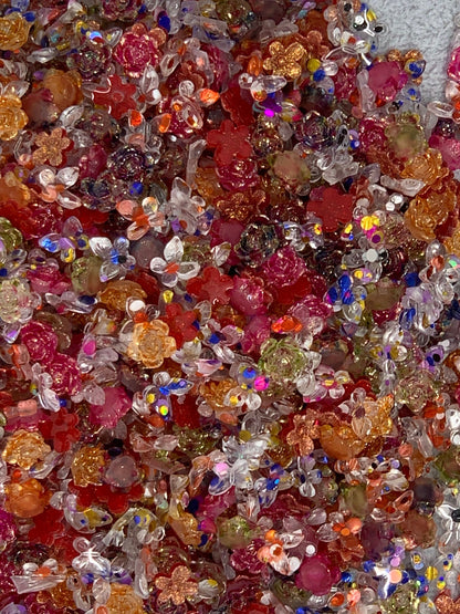 New Price! Speckled Garden Nail Charm Mix with Clear Glitter Roses and Clear Polka dot Butterflies Cabochon DYI Phone Cases Hair Accessories