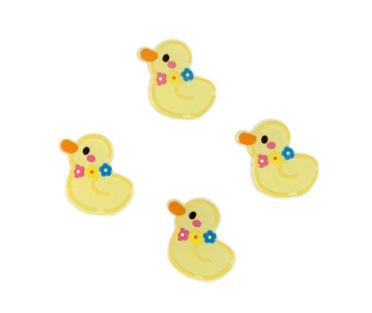 28mm Acrylic Duck with Flower Lei Rubber Duckie Style Cabochon Flat Back DYI Phone Cases Scrapbook Hair Accessory Decorative Cruising Ducks