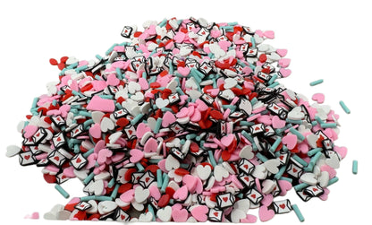5, 10, 20 gm Valentine’s Day Polymer Clay Confetti Sprinkles for Beadable Snow Globe Pen, Nail Art, Slime, Decoden with Hearts and Love Lett
