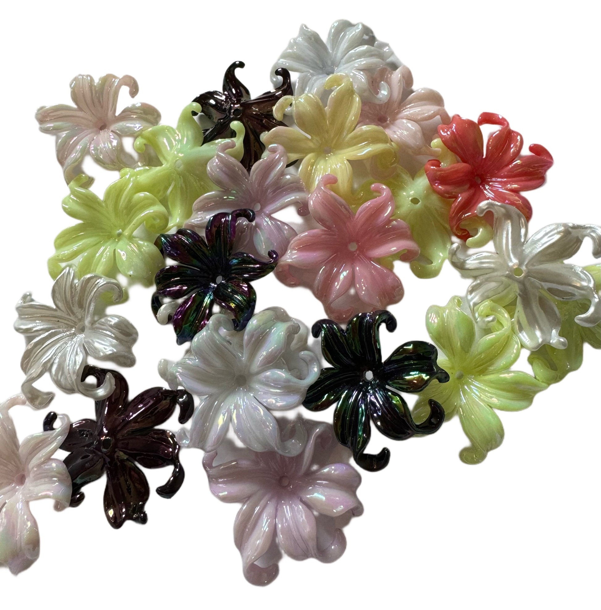 Large Curled Petals Flower Acrylic Beads for Beadable Pen Stylus Keychain Bracelet for Your DIY Creations