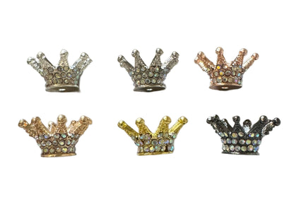 6 Different Colors of High Quality Metal and Rhinestone Crown Spacer Beads for Beadable Pen, Keychain and more for DIY Creations