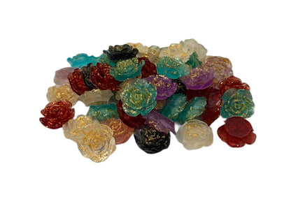 New Price! 21mm Mixed Flower with Gold Flecks Charm Cabochon Flat Back for DYI Phone Cases Water Bottles Scrapbook Hair Accessory