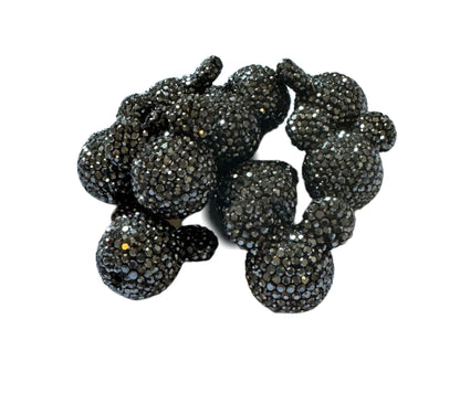 23mm Pave Rhinestone and Clay Mouse Head Beads for Beadable Pen Stylus Keychain Bracelet Earrings and More
