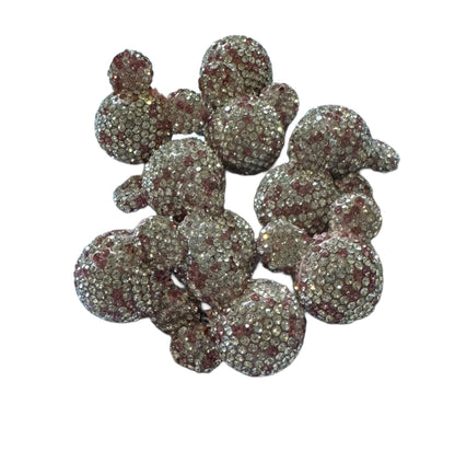 23mm Pave Rhinestone and Clay Mouse Head Beads for Beadable Pen Stylus Keychain Bracelet Earrings and More