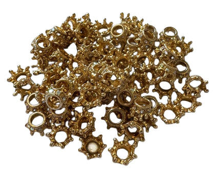 Small Silver or Gold Metal and Rhinestone Crown Spacer Beads for Beadable Pen Stylus Keychain and more for Your DIY Creations.