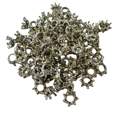 Small Silver or Gold Metal and Rhinestone Crown Spacer Beads for Beadable Pen Stylus Keychain and more for Your DIY Creations.