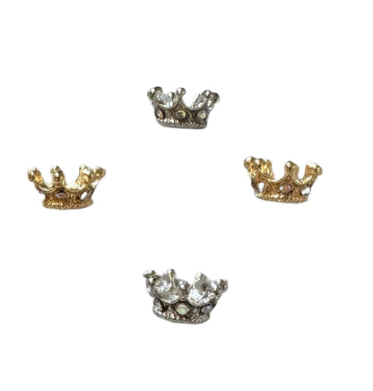 Small Silver or Gold Metal and Rhinestone Crown Spacer Beads for Beadable Pen Stylus Keychain and more for Your DIY Creations.