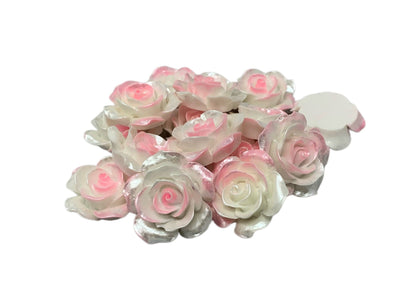 New Price! 32mm Two Toned Pearled Resin Rose Flower Cabochon Flat Back Perfect for DYI Phone Cases Water Bottles Scrapbook Hair Accessory