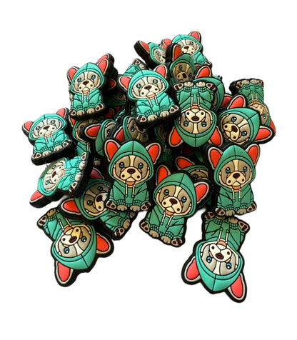 Cutest Frenchie Dog in Pink or Tiffany Blue Hoodie Silicone Focal Bead for Beadable Pens, Stylus, Pencils, Keychains and More!