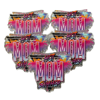 5 Pieces Hot Mom Summer Flatback One Sided Planar Acrylic for Keychains, Badge Reels, Earrings and More