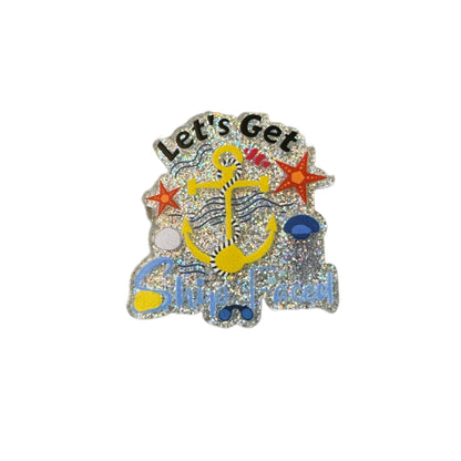 5 Pieces Let's Get Ship Faced Perfect for Cruises or Cruising Flatback One Sided Planar Acrylic for Keychains, Badge Reels, Earrings.