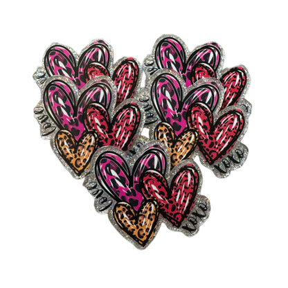 5 Pieces Love Hearts XXOO Planar Acrylic for Keychains, Badge Reels, Earrings and More!