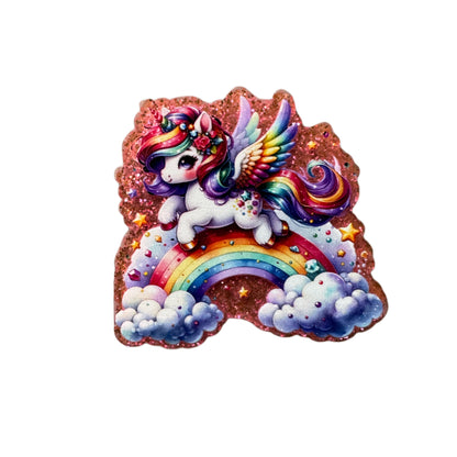 5 Pieces Cute Colorful Unicorn with Rainbow and Clouds Planar Acrylic for Keychains, Badge Reels, Earrings and More!