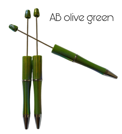 AB Aurora Borealis Color Beadable Plastic Pen Blank for Your DIY Creations with Beads Focals Rhinestones Spacers Refills Sold Separately