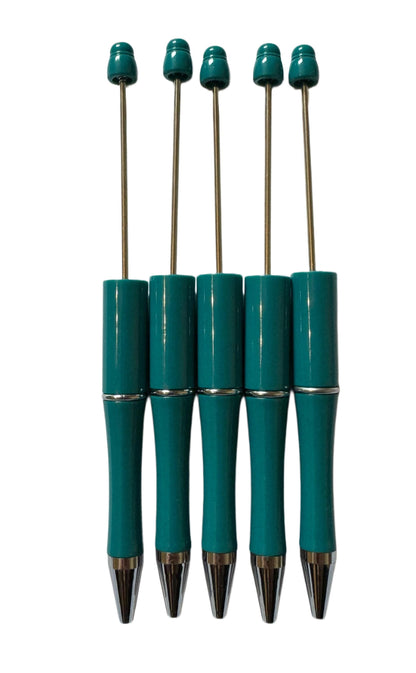 5 Pieces Teal Beadable Plastic Pen Blank for Your DIY Creations with Beads Focals Rhinestones Spacers Refills Sold Separately