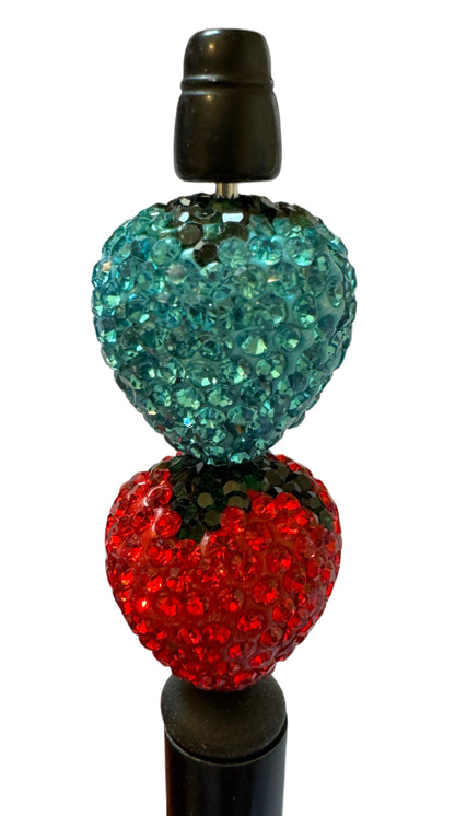 22mm Pave Rhinestone and Clay Strawberry Beads for Beadable Pen Stylus Keychain Bracelet Earrings and More! Available in Mixed Color or Red