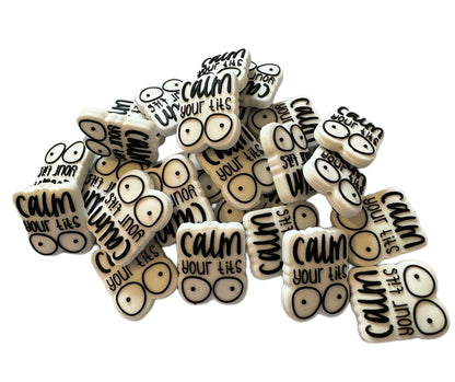 ADULT CONTENT! Calm Your Tits Silicone Focal Bead for Beadable Pens, Stylus, Pencils, Keychains and More