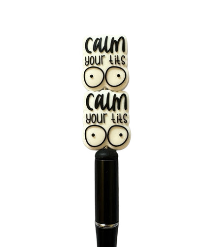 ADULT CONTENT! Calm Your Tits Silicone Focal Bead for Beadable Pens, Stylus, Pencils, Keychains and More
