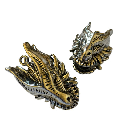 Ultra Premium Two Sided Metal Silver Dragon Beads or Pendant for Beadable Pens, Stylus, Keychains, and more!