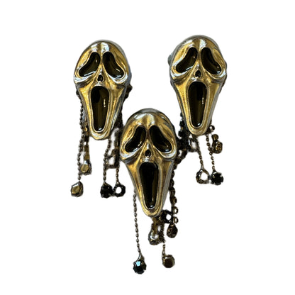 Ultra Premium Metal Silver Ghostface with Rhinestone Dangles Horror Themed Beads for Beadable Pens, Stylus, Keychains, and more!