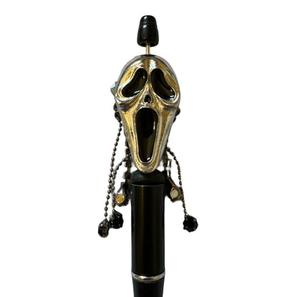Ultra Premium Metal Silver Ghostface with Rhinestone Dangles Horror Themed Beads for Beadable Pens, Stylus, Keychains, and more!