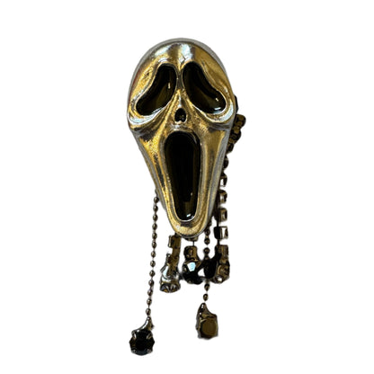 Ultra Premium Metal Silver Ghostface with Rhinestone Dangles Horror Themed Beads for Beadable Pens, Stylus, Keychains, and more!