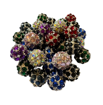 Fancy 16mm Metal and Rhinestone Royal Blue or Dark Navy Beads for Beadable Pen Stylus Keychain Bracelet Earrings and More.