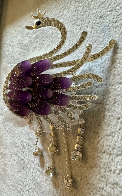 Ultra Premium Large Swan Beads with Metal Rhinestone Dangles, and Faux Fur for Beadable Pen Stylus Keychain and more!
