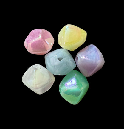 Glow Magic! 10 Pieces of 16mm Luminous Irregular Shaped Acrylic Beads for Beadable Pen, Keychain, Bracelet and more of Your DIY Creations