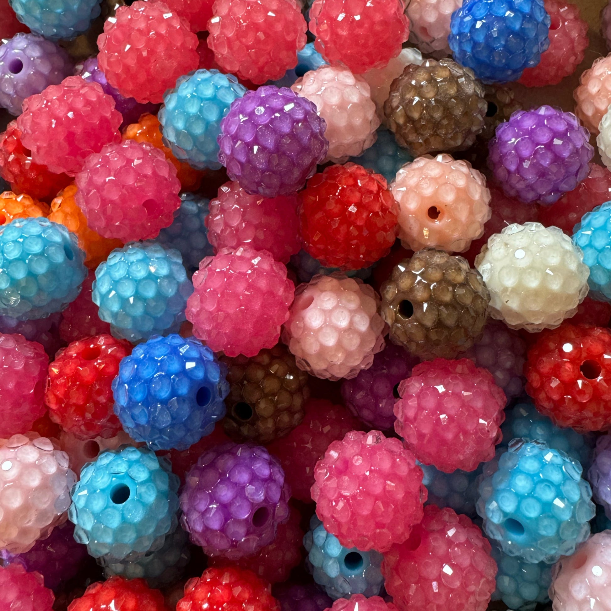 16mm or 20mm 10 Piece Mix of Acrylic Rhinestone Jelly Beads for Beadable Pen, Keychain, Bracelet, Earrings and More.