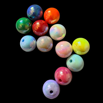 16mm Aurora Borealis AB Finish Acrylic Beads Mix for Beadable Pen, Keychain, Bracelet and more for Your DIY Creations.