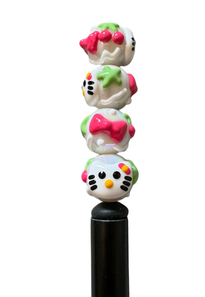 10 Pieces 14mm Hand Painted Hello Kitty Beads for Beadable Pen, Keychain, Bracelet, Bookmarks and more. Perfect for All Your DIY Creations!