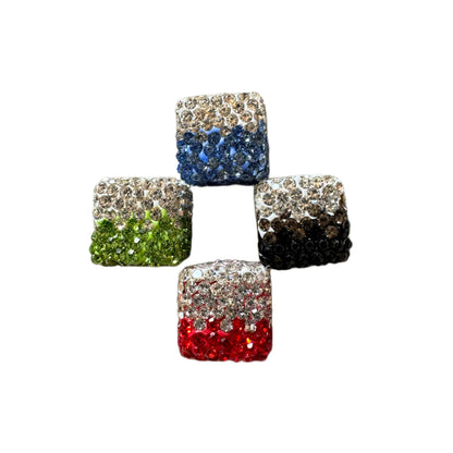 5 Pieces Gorgeous 14mm Pave Rhinestone and Clay Two Toned Cube Square Beads for Beadable Pens, Keychains, Bracelets, Earrings and More!