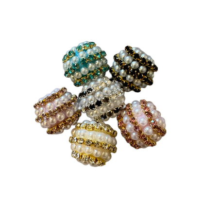 5 Pieces 16mm Acrylic Pearl and Rhinestone Chain Beads for Beadable Pen Stylus Keychain Bracelet Earrings and More