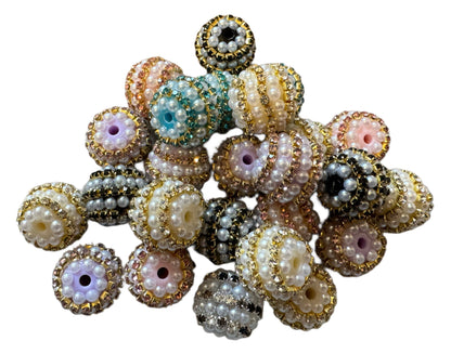 5 Pieces 16mm Acrylic Pearl and Rhinestone Chain Beads for Beadable Pen Stylus Keychain Bracelet Earrings and More