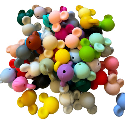 10 Pieces 3D Mixed Color Mouse Head Silicone Focal Beads for Beadable Pens, Bookmarks, Keychains and More! Perfect for Your DYI Creations!
