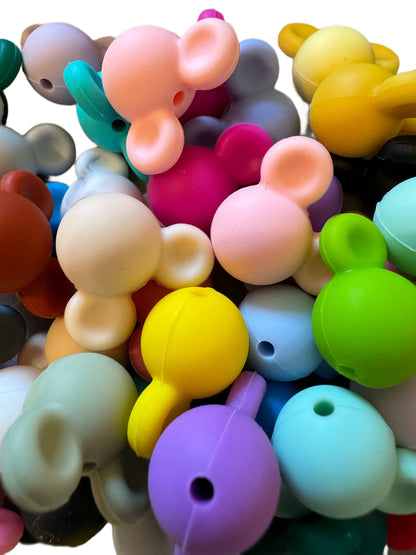 10 Pieces 3D Mixed Color Mouse Head Silicone Focal Beads for Beadable Pens, Bookmarks, Keychains and More! Perfect for Your DYI Creations!