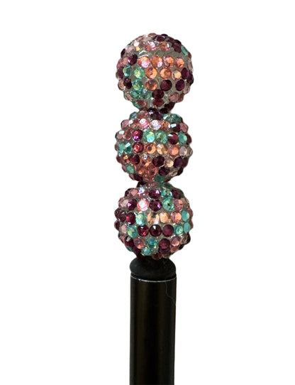 10 Pieces 20mm Acrylic Multicolor Rhinestone Beads in Purple, Pink and Blue for Beadable Pens, Keychains, Bracelets, Earrings and More!