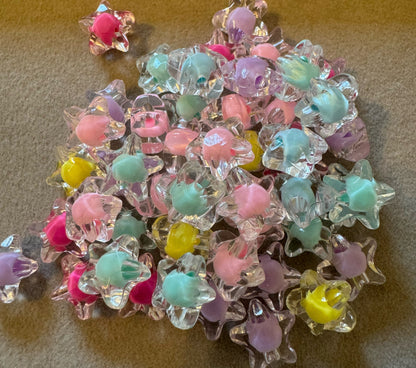 10 Pieces 11mm Acrylic Star Beads or Spacers with Colored Center for Beadable Pens, Keychains, Bracelets and More! Perfect for DIY Creations