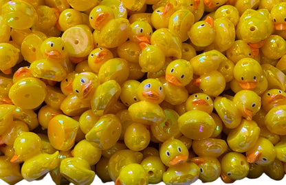 22mm 3D Yellow Cute Faced Duck Bead for Beadable Pens, Bookmarks, Keychains, Bracelets and More! Rubber Duckie Style Cruising Ducks