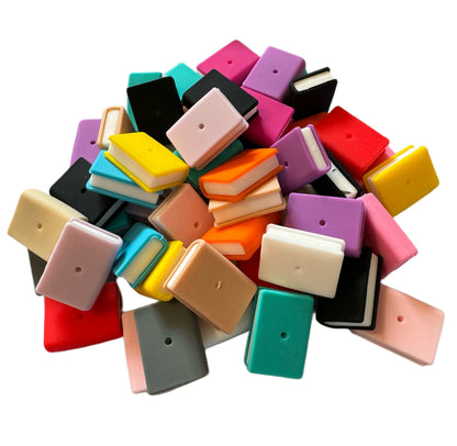 Stackable 3D Books with Vertical and Horizontal holes. Silicone Focal Bead for Beadable Pens, Stylus, Pencils, Keychains and More!