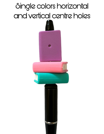 Stackable 3D Books with Vertical and Horizontal holes. Silicone Focal Bead for Beadable Pens, Stylus, Pencils, Keychains and More!