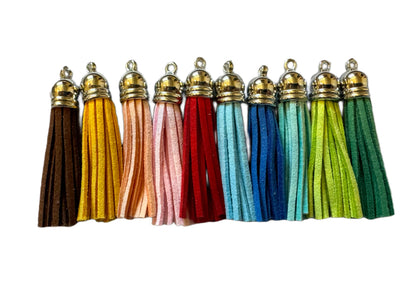 50mm Short Faux Leather Tassels With Silver Cap for DYI, Key Chains, Purse and Handbags or Clothing. Perfect for All Your Projects!