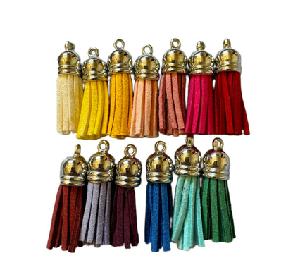 38mm Tiny Faux Leather Tassels With Silver Cap for DYI, Key Chains, Purse and Handbags or Clothing. Perfect for All Your Projects!