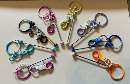 Metal Gradient Colors Keychain Blank with Beadable Rod for Your DIY Creations With Beads Focals Rhinestones Spacers Sold Separately