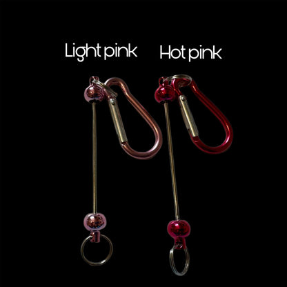 Metal Carabiner Keychain Blank in Metalic Colors with Beadable Rod for DIY Creations. Perfect for Backpacks, Purses, Stanley Cups & More!