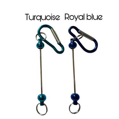 Metal Carabiner Keychain Blank in Metalic Colors with Beadable Rod for DIY Creations. Perfect for Backpacks, Purses, Stanley Cups & More!